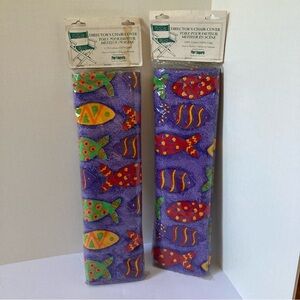 Vintage new old stock 80s fish pattern director’s chair covers TWO pair